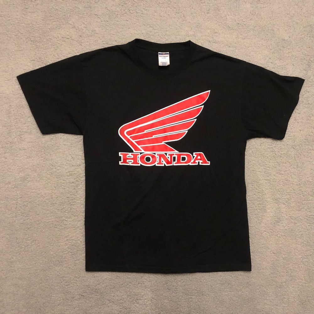 Honda Wing Logo T-Shirt Mens‎ XL Black Jerzees Graphic Tee Biker Motorcycle